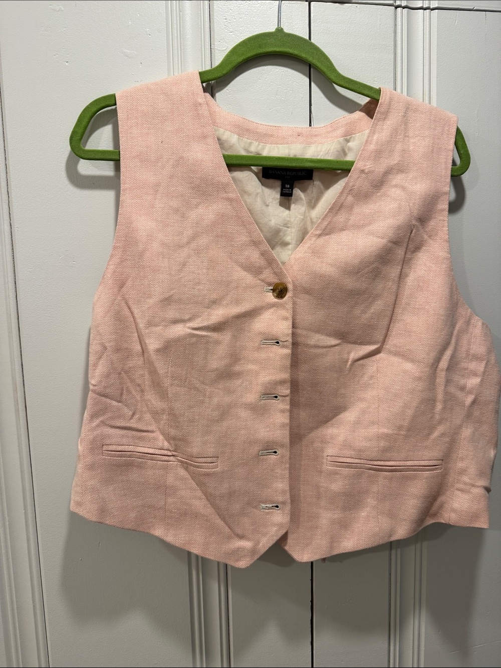 Banana Republic Pale Pink Linen-Blend Vest